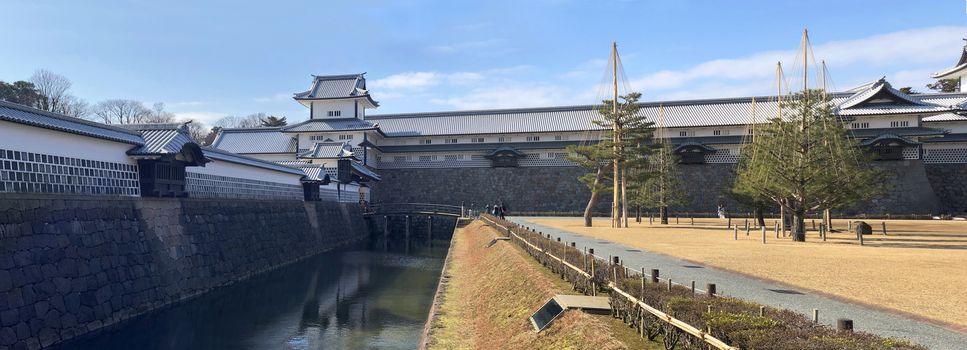 Panoramic view of Kanazawa castle in Japan