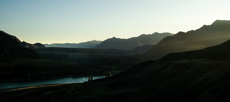 Mountains and hills altai in autumn, panoramic photo. Mountains and hills altai in autumn, panoramic photo.