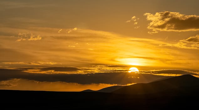 Paronama - sunset over the altai mountains , Paronama - sunset over the altai mountains.