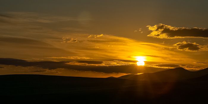 Paronama - sunset over the altai mountains , Paronama - sunset over the altai mountains.