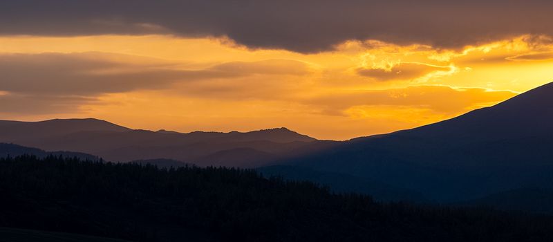 Paronama - sunset over the altai mountains , Paronama - sunset over the altai mountains.