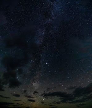 The starry sky above the Altai mountains. Beautiful night sky over the Altai mountains.