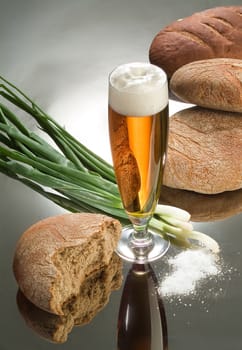 Different kinds of bread on a studio background