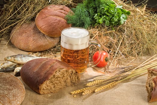 Different kinds of bread on a studio background