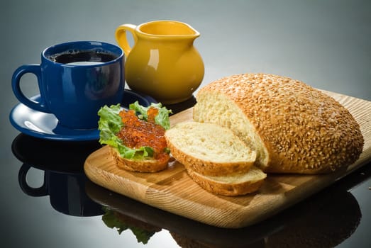 Different kinds of bread on a studio background