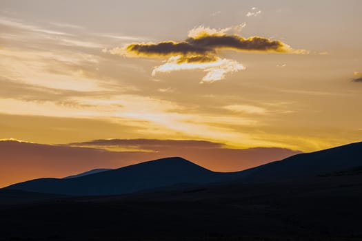 Sunset in the Altai Mountains. Nature's Altai Landscape of Nature