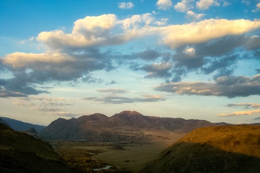 The altai mountains. The landscape of nature on the Altai mountains and in the gorges between the mountains.
