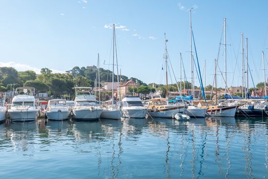 Discovery of the island of Porquerolles in summer. Deserted beaches and pine trees in this landscape of the French Riviera, Var.