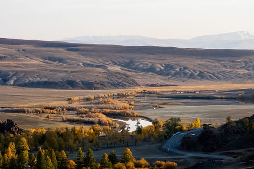 The altai mountains. The landscape of nature on the Altai mountains and in the gorges between the mountains.