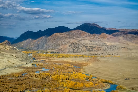 The altai mountains. The landscape of nature on the Altai mountains and in the gorges between the mountains.