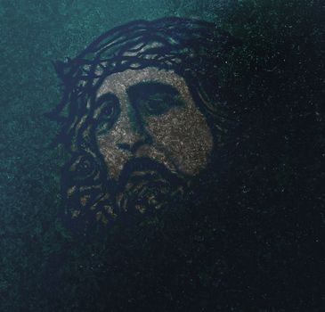 Portrait of Jesus, grunge illustration