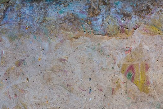 wiped graffity plaster wall flat colorful textured background with round scratches