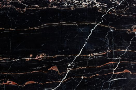 Black and gold natural marble flat surface close-up texture
