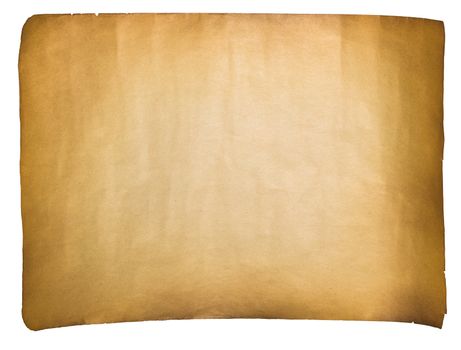 single old sheet of paper on white background