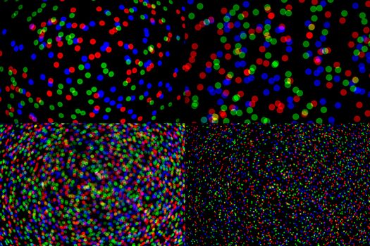set of natural rgb lens blur on dark bokeh backgrounds