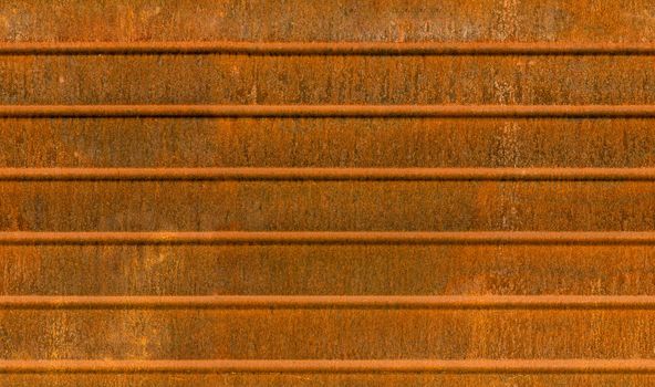Rusted metal sheet seamless texture with horizontal ridges