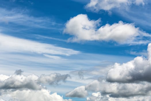 mixed clouds and blue sky telephoto skyscape