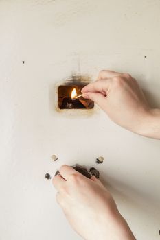 Manually firing up  old russian gas water heater with flat front panel