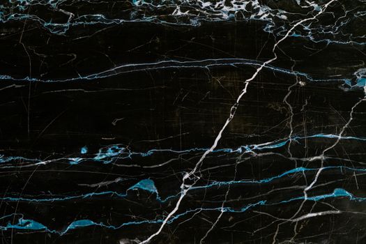 Black and blue natural marble flat surface close-up texture