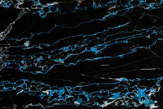 Black and blue natural marble flat surface close-up texture