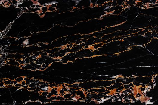 Black and gold natural marble flat surface close-up texture