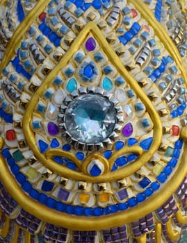 Mosaic background image With a multi-colored pattern Decorated in temples in Thailand