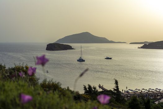 Beautiful sunset in athens region. Greece sea sunset.