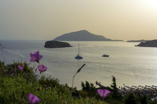 Beautiful sunset in athens region. Greece sea sunset.