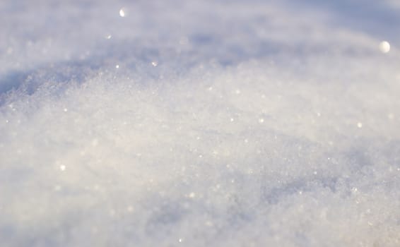 Clean, white snow close-up. Winter background. High quality photo