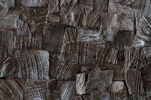 Close up of dry wood or coconut bract for decoration, background.