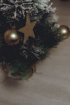 christmas table background, tree and star