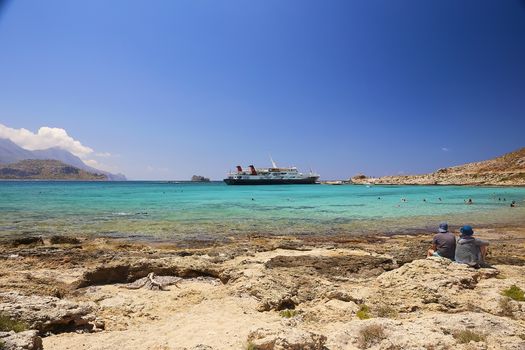 CRETE ISLAND, GREECE - JUNE 4, 2019: Beautiful seaview at the Balos island.