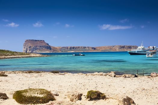 CRETE ISLAND, GREECE - JUNE 4, 2019: Beautiful seaview at the Gramvousa island.