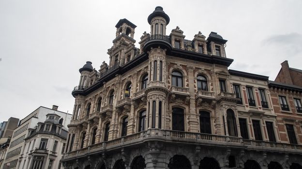 Brussels / Belgium - 03-07-2020: Old architecture building with clouds