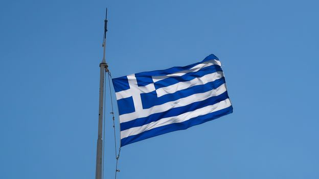 Greece Flag fluttering in the wind