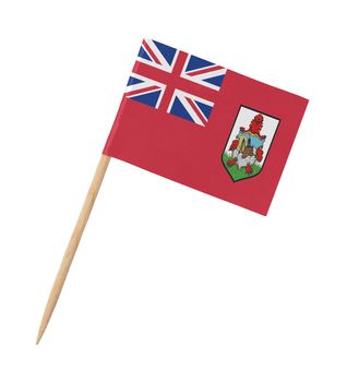 Small paper flag of Bermuda on wooden stick, isolated on white