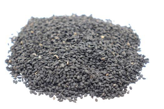 healthy and spicy black cumin stock on white background