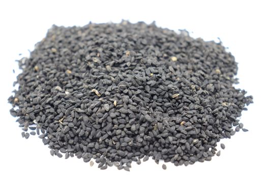 healthy and spicy black cumin stock on white background