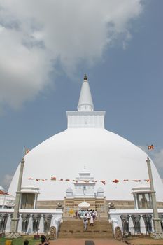Sri Lanka, Buddhist stupa painted white near Polonnaruwa . High quality photo