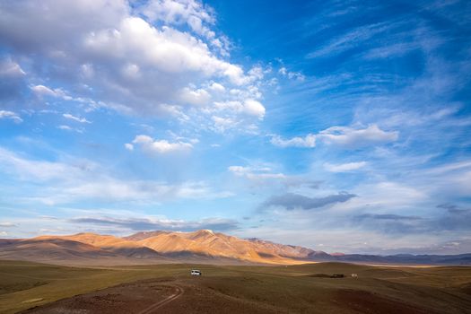 The altai mountains. The landscape of nature on the Altai mountains and in the gorges between the mountains.