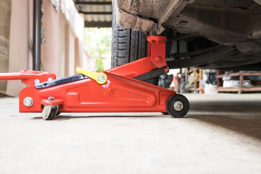 Car floor jack for car for repair check Maintenance of cars 