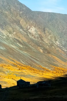 The altai mountains. The landscape of nature on the Altai mountains and in the gorges between the mountains.