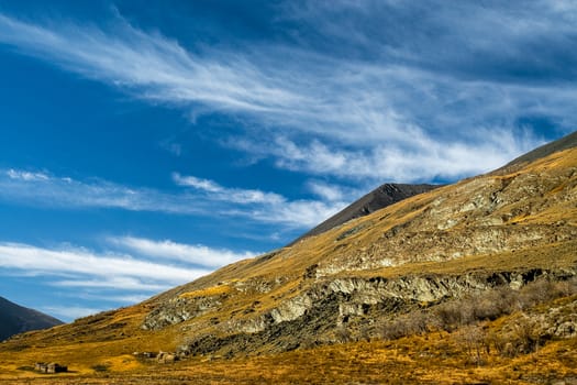 The altai mountains. The landscape of nature on the Altai mountains and in the gorges between the mountains.