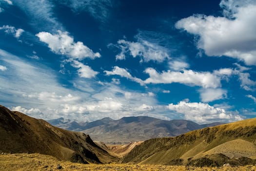 The altai mountains. The landscape of nature on the Altai mountains and in the gorges between the mountains.