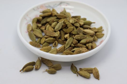 healthy and spicy Green Cardamom stock on bowl