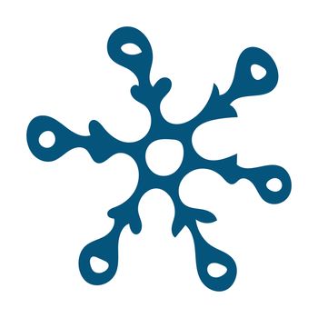 Isolated Hand drawn Blue Doodle Sketch Snowflake. Illustration of Snow for Xmas, Christmas and New Year.