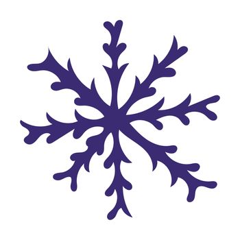 Isolated Hand drawn Blue Doodle Sketch Snowflake. Illustration of Snow for Xmas, Christmas and New Year.