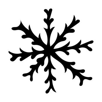 Hand drawn black and white doodle sketch snowflake. Illustration of snow for xmas, christmas and new year.