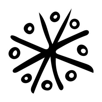 Hand drawn black and white doodle sketch snowflake. Illustration of snow for xmas, christmas and new year.