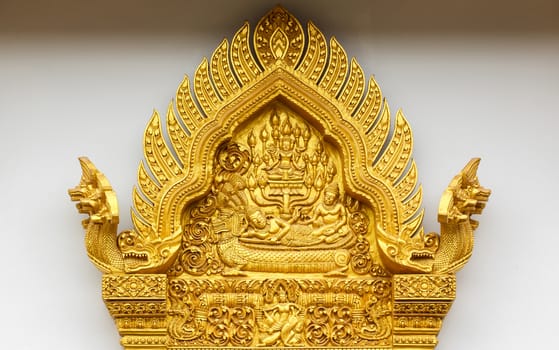 Door woodcarving in temple, Thailand